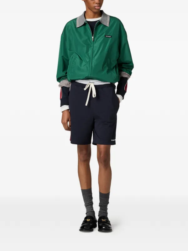 Miu Miu ribbed-knit Zip Bomber Jacket | Green | FARFETCH