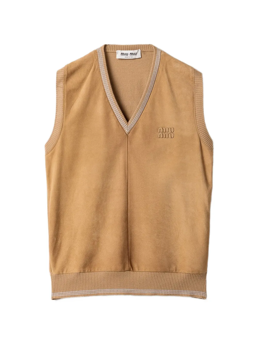 Miu Miu V-neck ribbed-knit vest - Marrone