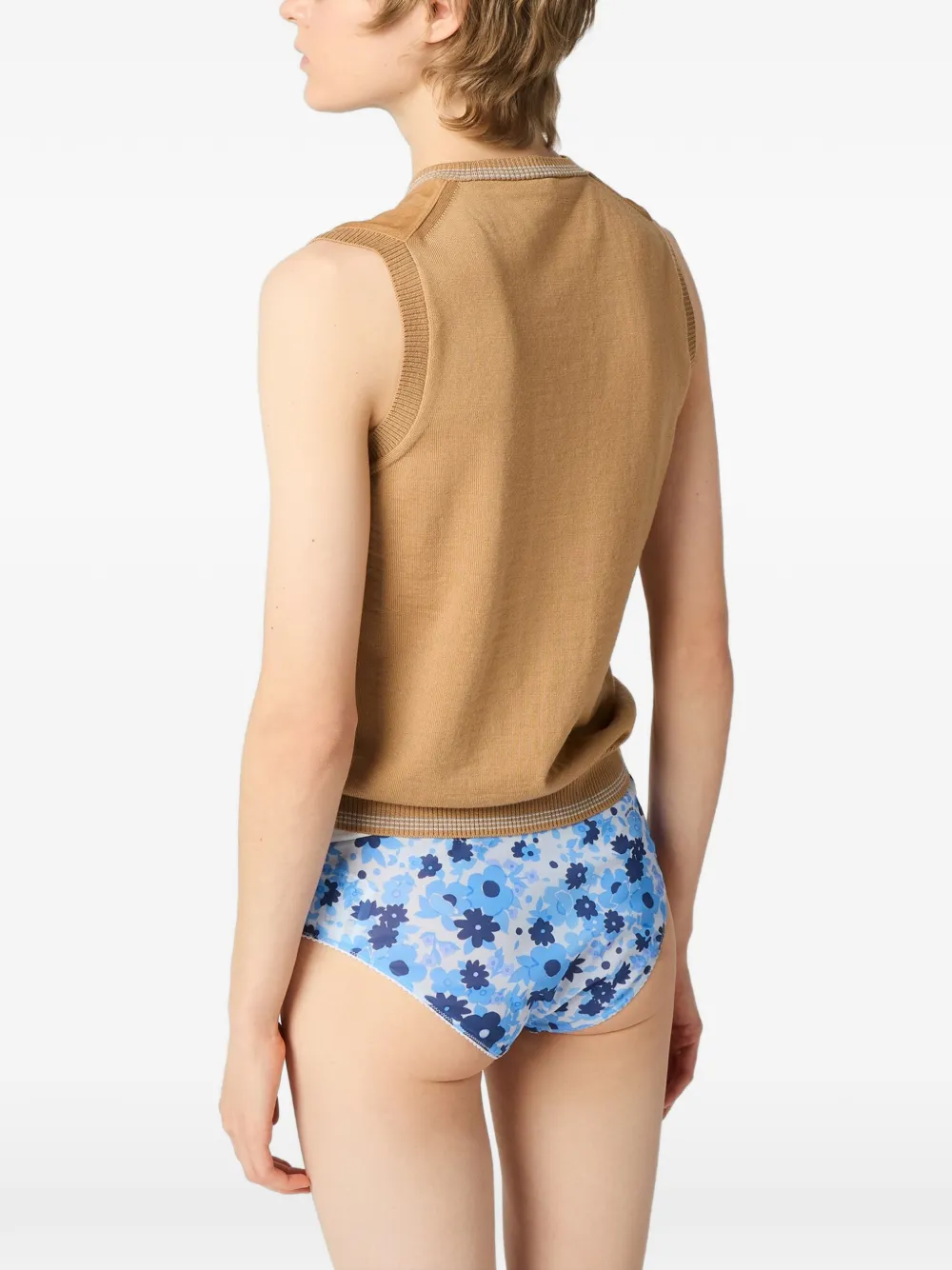 Miu Ribgebreid hemd Bruin
