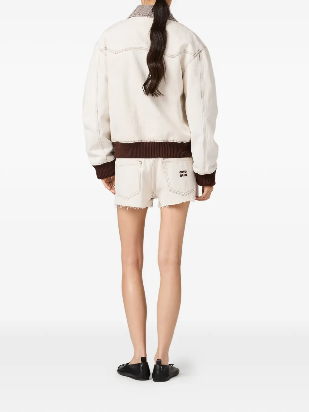  Miu Miu Zip-up Oversized Jacket - White 
