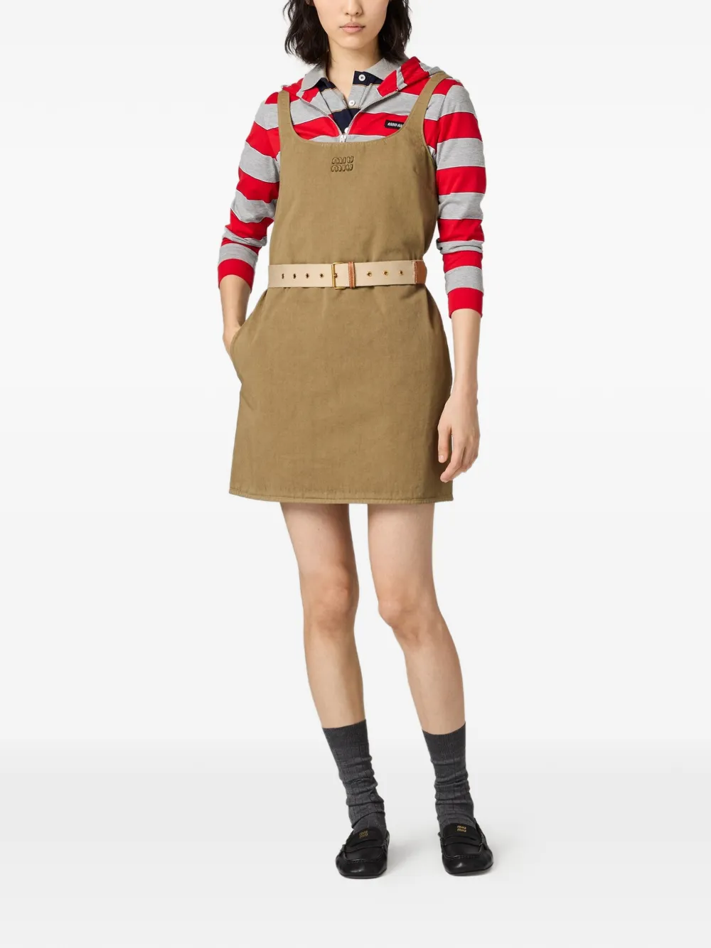 Miu Miu scoop-neck mini dress - Bruin