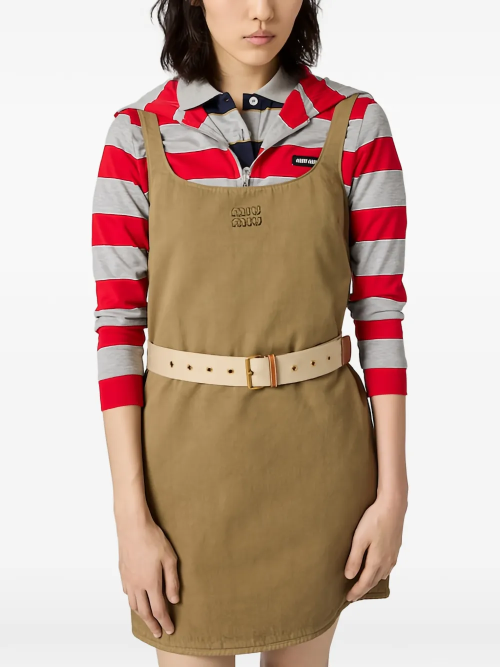 Miu Miu scoop-neck mini dress - Marrone