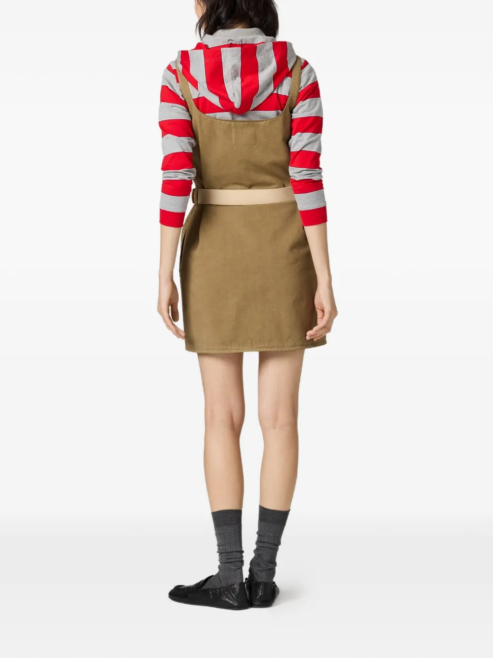 Miu Miu Old Gabardine Mini-dress in Brown, view 3
