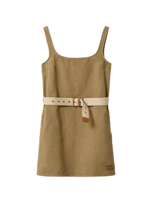 Miu Miu Old Gabardine Mini-dress in Brown