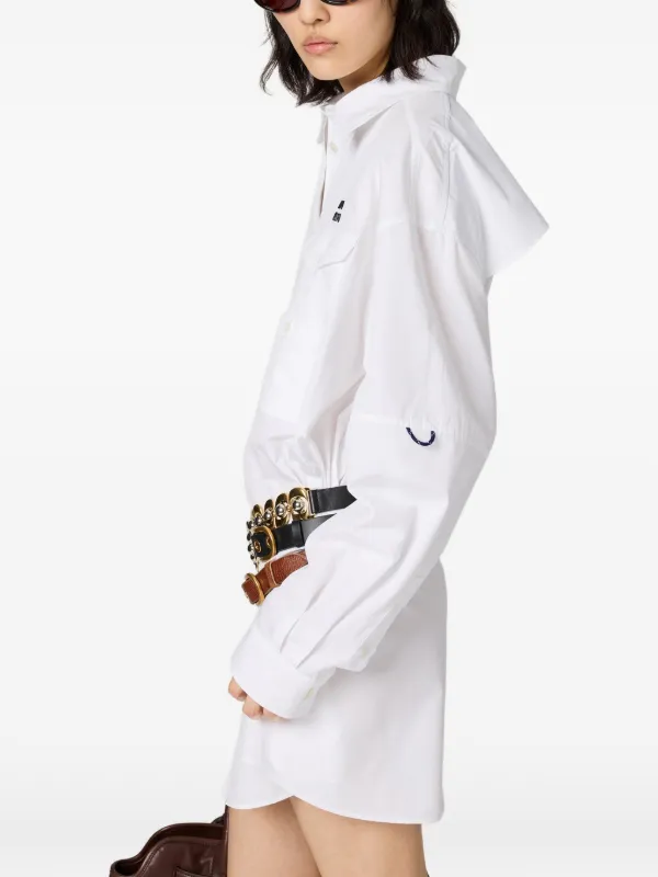 miu miu white shirt dress Miu Miu logo-embroidered Shirt Dress | White