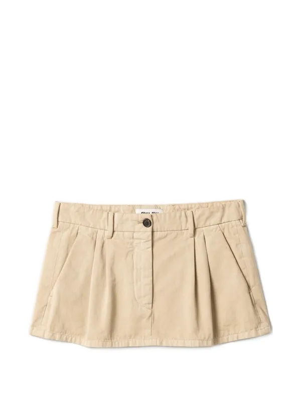 Miu Miu Old Gabardine Miniskirt in Neutrals