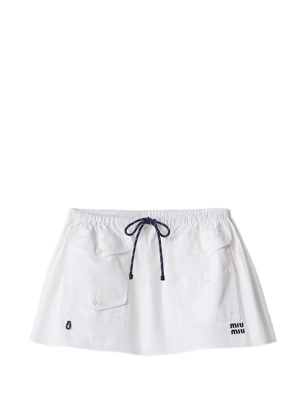 Miu Miu flap-pockets logo-detail mini skirt - Bianco
