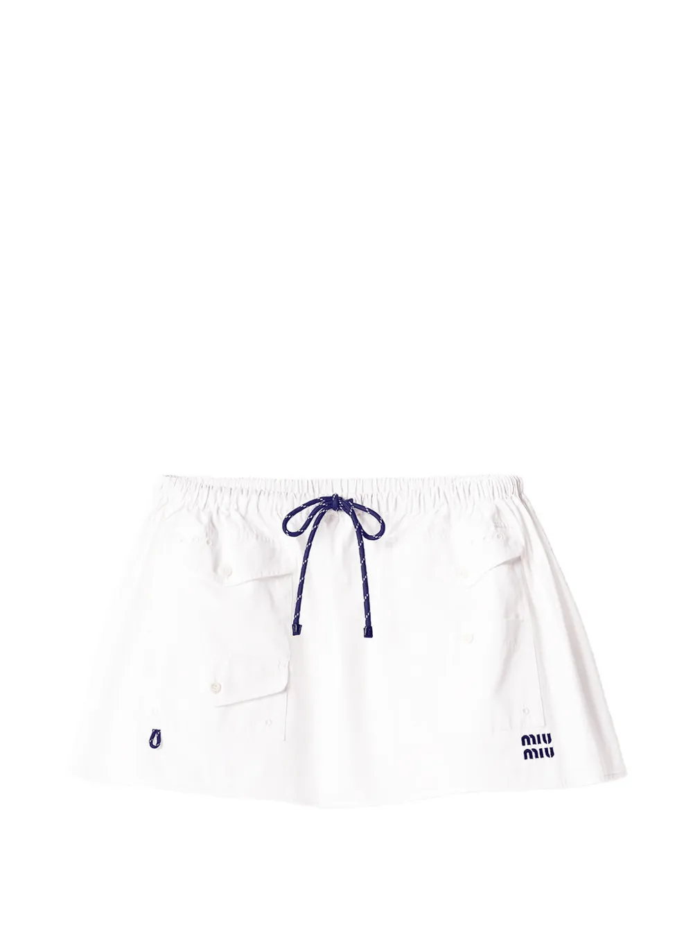 Miu Miu flap-pockets logo-detail mini skirt - Bianco