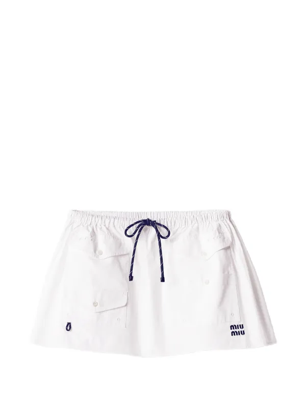 Miu Miu Poplin Miniskirt in White