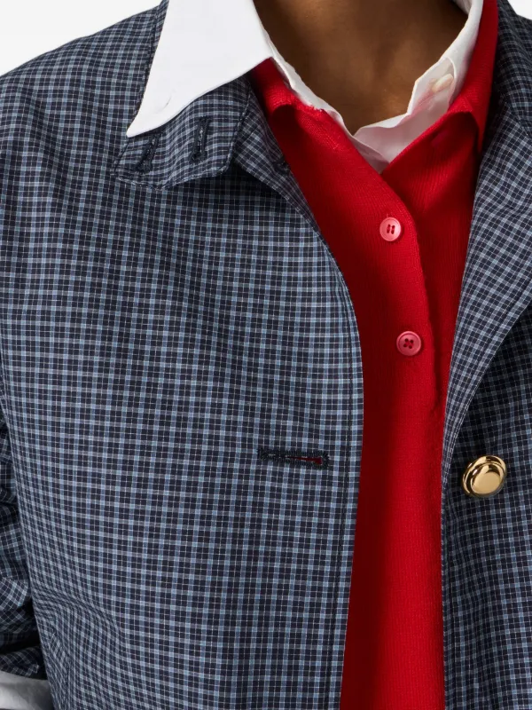 Miu Miu check-pattern Oversized Jacket | Blue | FARFETCH