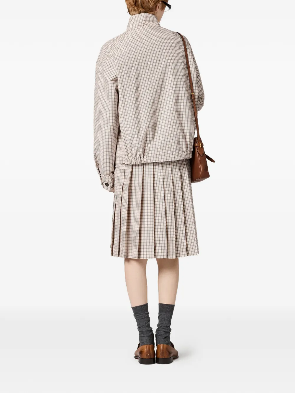  Miu Miu Check-pattern Oversized Jacket - Neutrals 