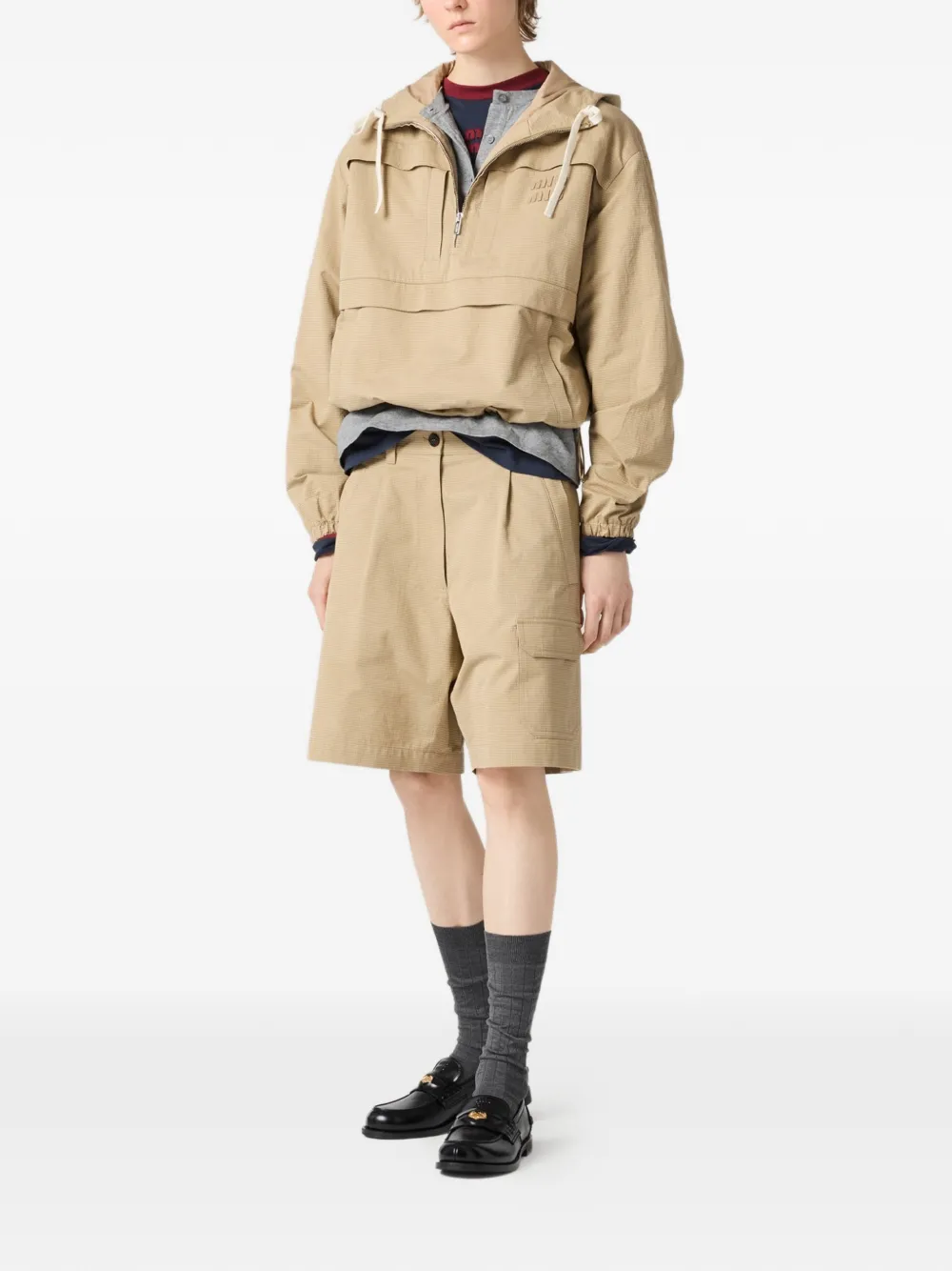  Miu Miu Half-zip Oversized Jacket - Neutrals 