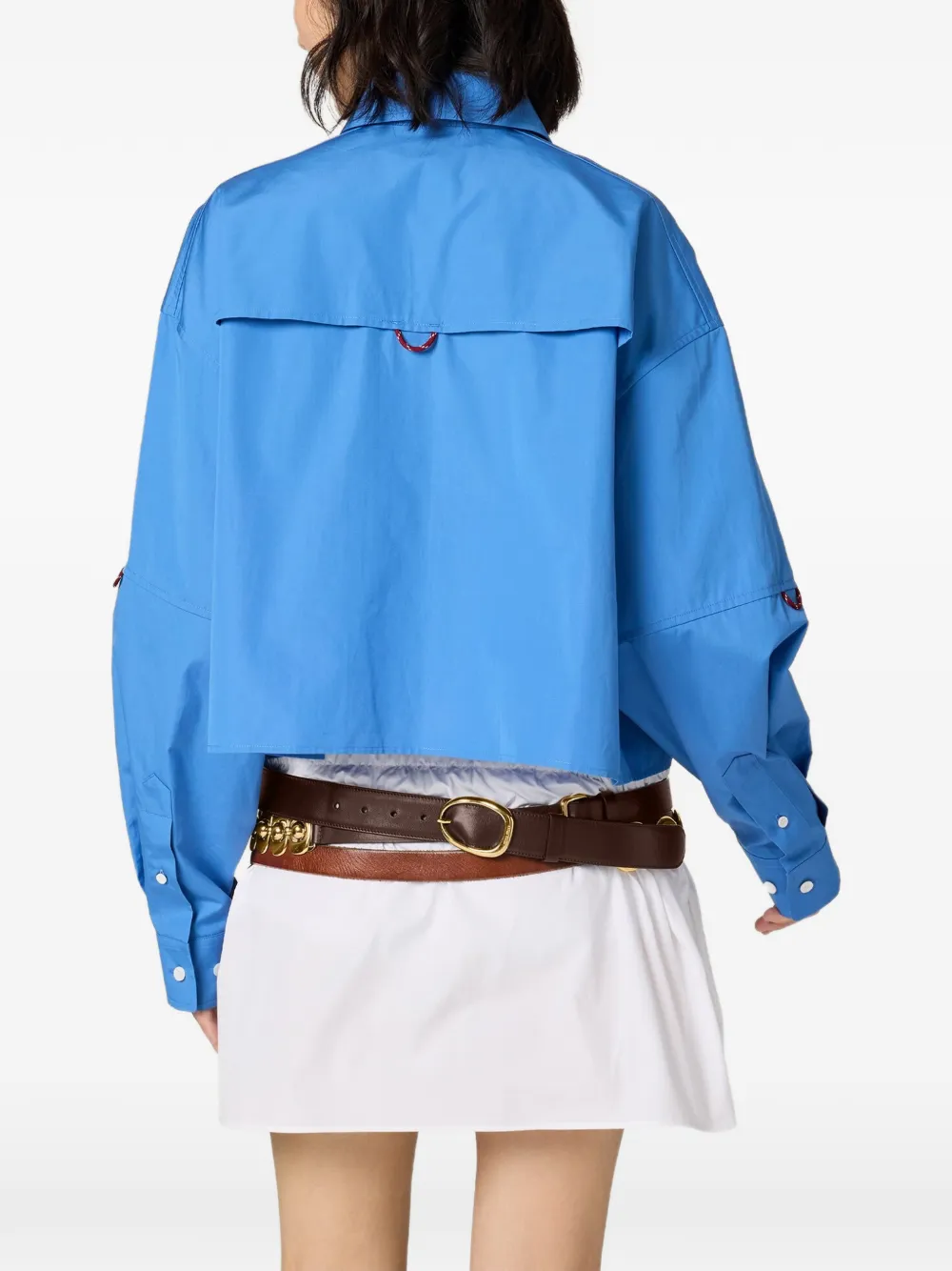 Miu Cropped shirt met geborduurd logo Blauw