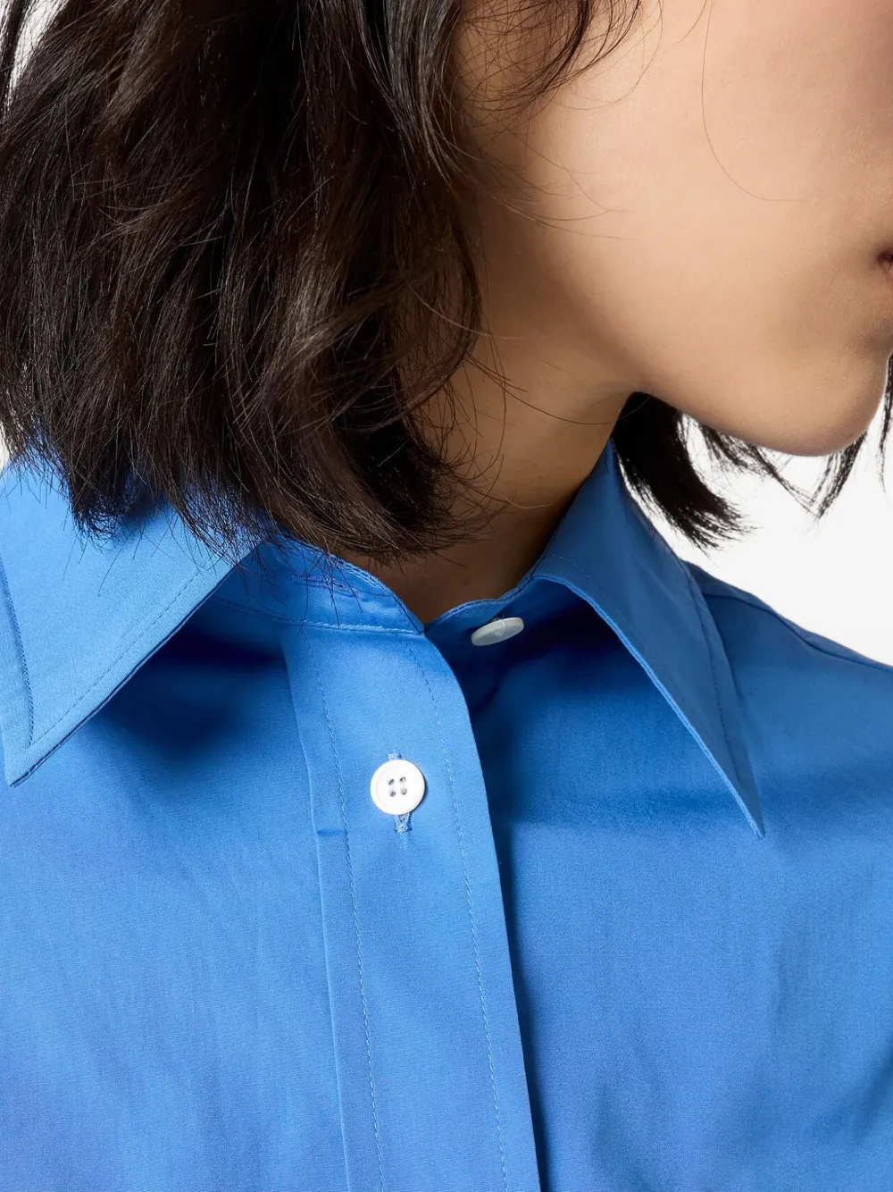 Miu Cropped shirt met geborduurd logo Blauw