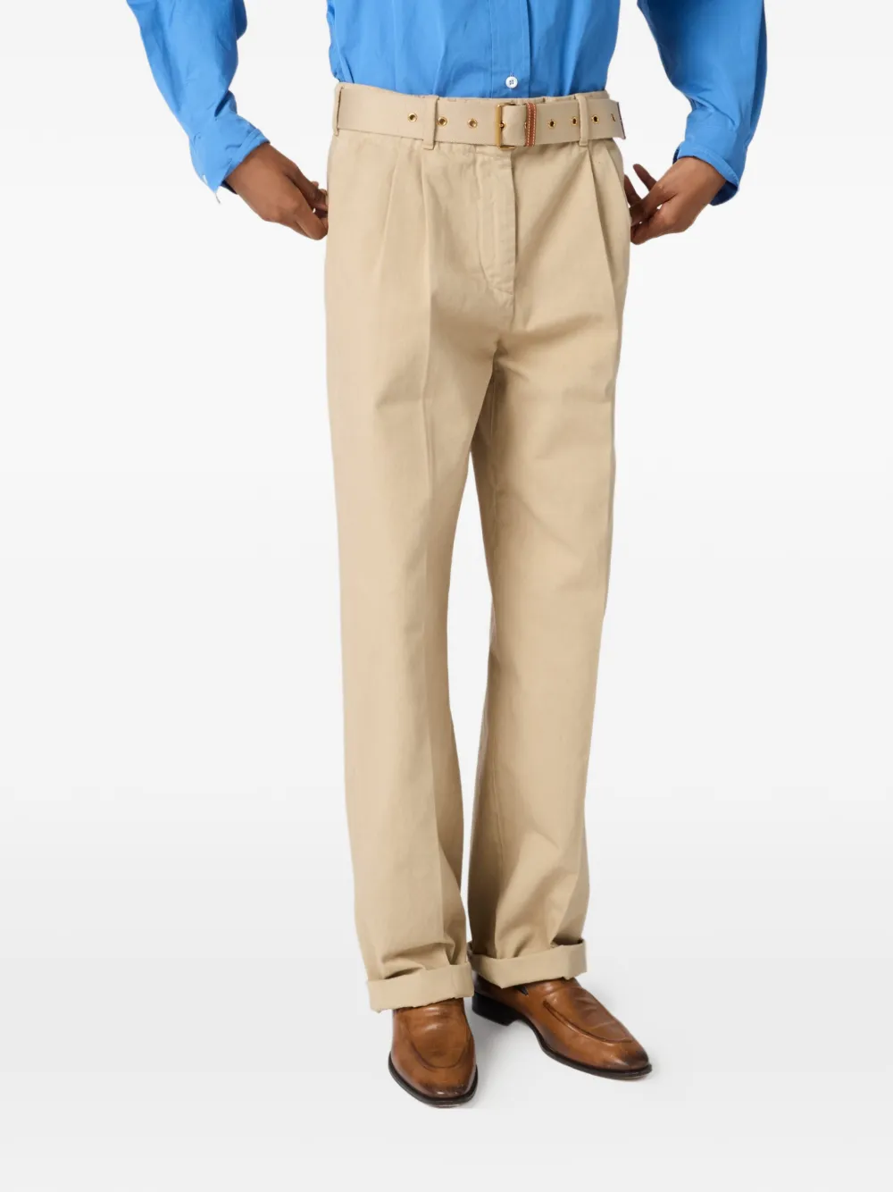 Miu Straight broek met logo-detail Beige