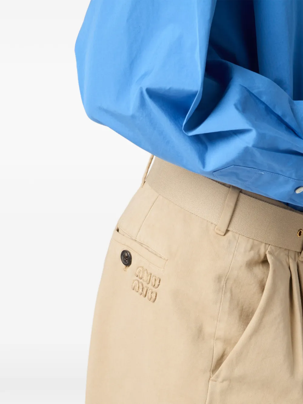 Miu Straight broek met logo-detail Beige