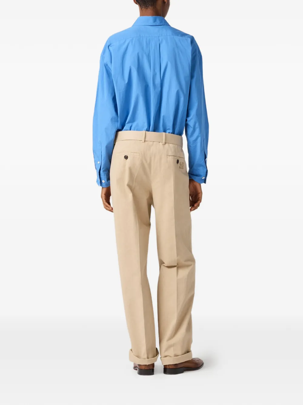 Miu Straight broek met logo-detail Beige