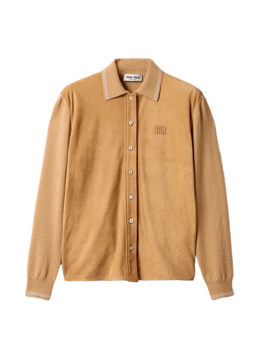 Miu Miu logo-detail buttoned shirt - Brown