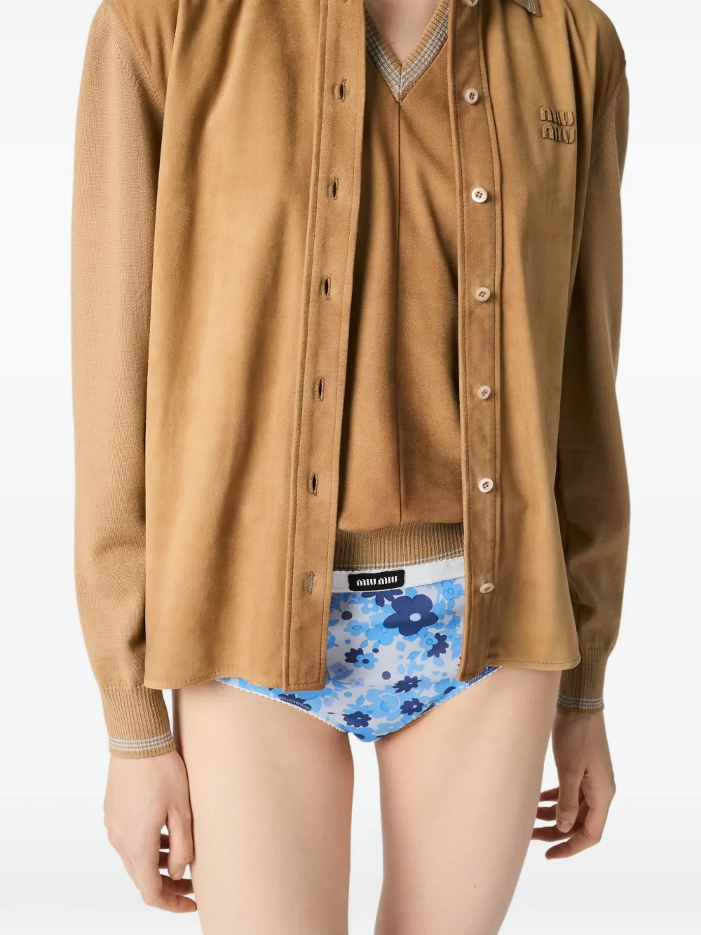 Miu Blouse met logodetail en knopen Bruin