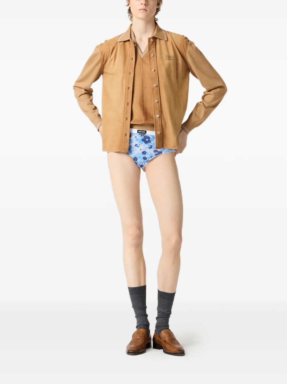 Miu Miu logo-detail buttoned shirt - Bruin