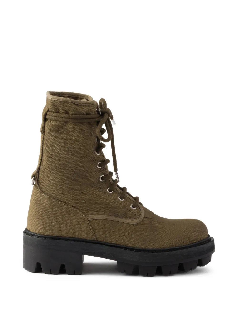 Prada Lace-up Lug-sole Boots In Green