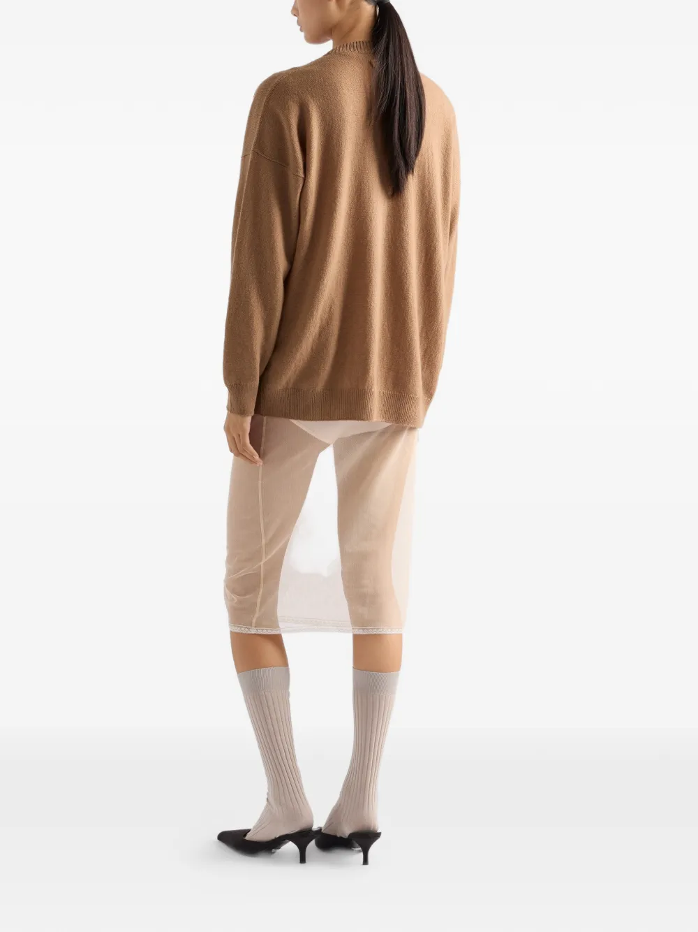 Prada Katoenen tulen midi-rok Beige