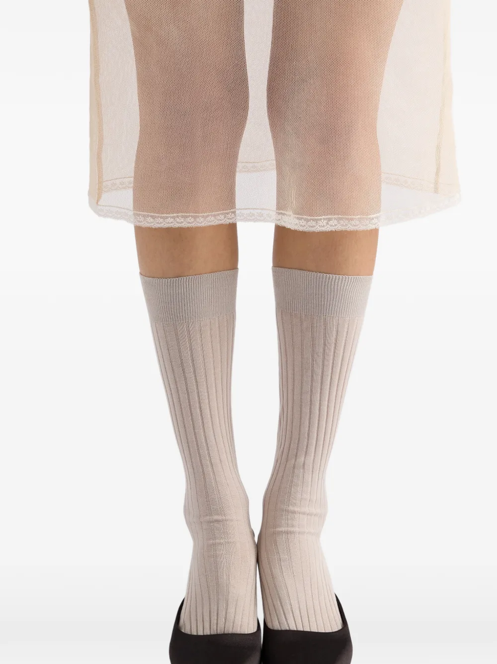 Prada Katoenen tulen midi-rok Beige