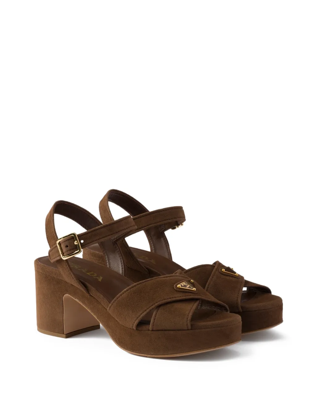Prada Sandalen met plateauzool Bruin