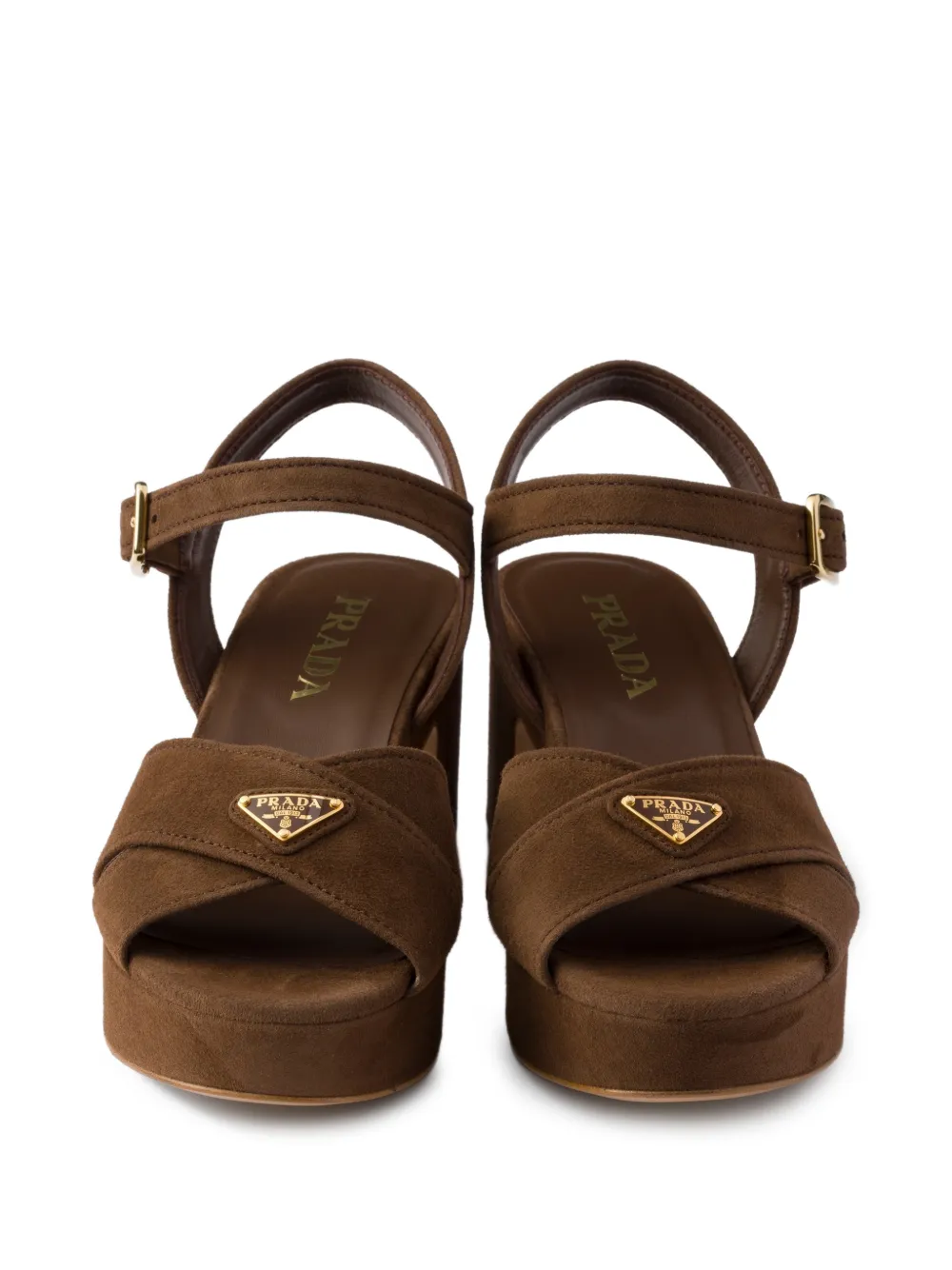 Prada Sandalen met plateauzool Bruin