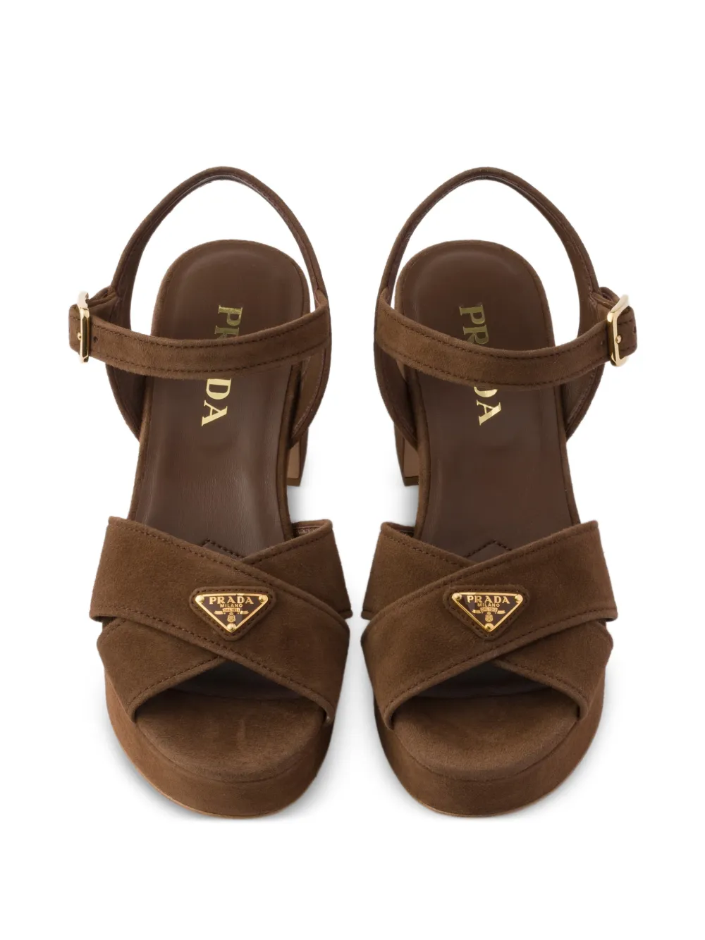 Prada Sandalen met plateauzool Bruin