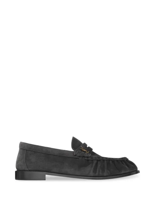 Saint Laurent Le Loafers Supple in Suede in Brown