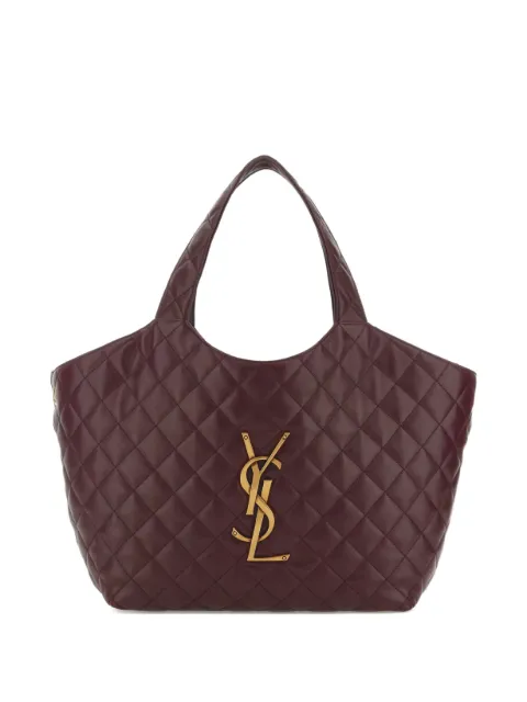 Saint Laurent quilted logo leather shopping tote bag