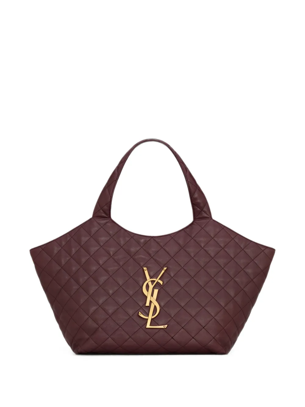 Saint Laurent quilted logo leather shopping tote bag