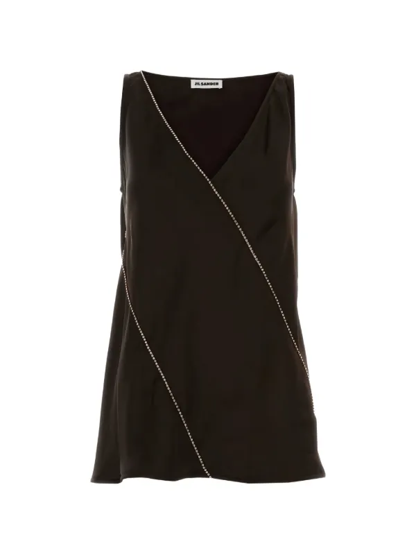 Jil Sander デコラティブ Vネックトップ | ブラウン | FARFETCH JP