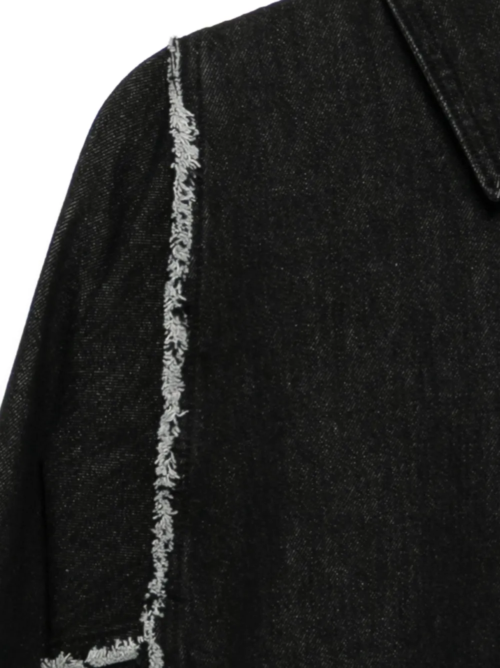  Songzio Polyptych-embroidered Frayed Shirt - Black 