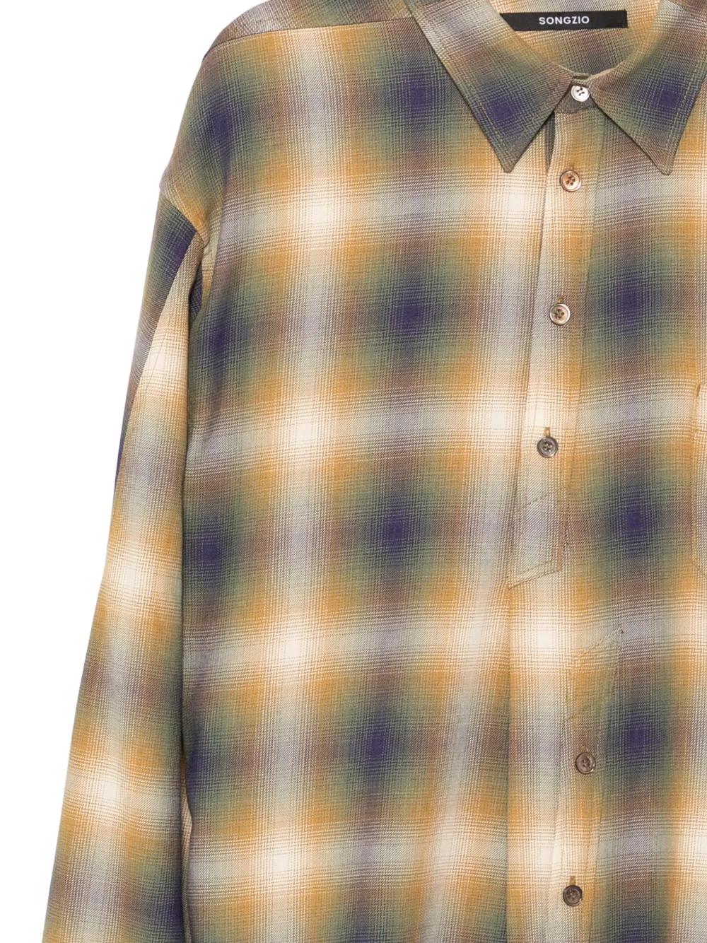  Songzio Asymmetric Check Shirt - Orange 