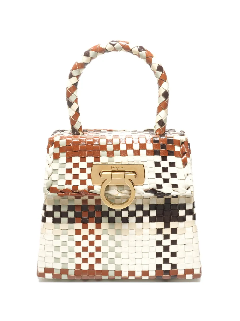 Ferragamo Pre-Owned 1990s-2000s woven top-handle handbag - Bianco