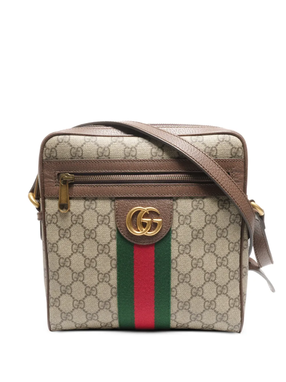 Gucci Pre-Owned zip-top Web-stripe cross body bag - Toni neutri