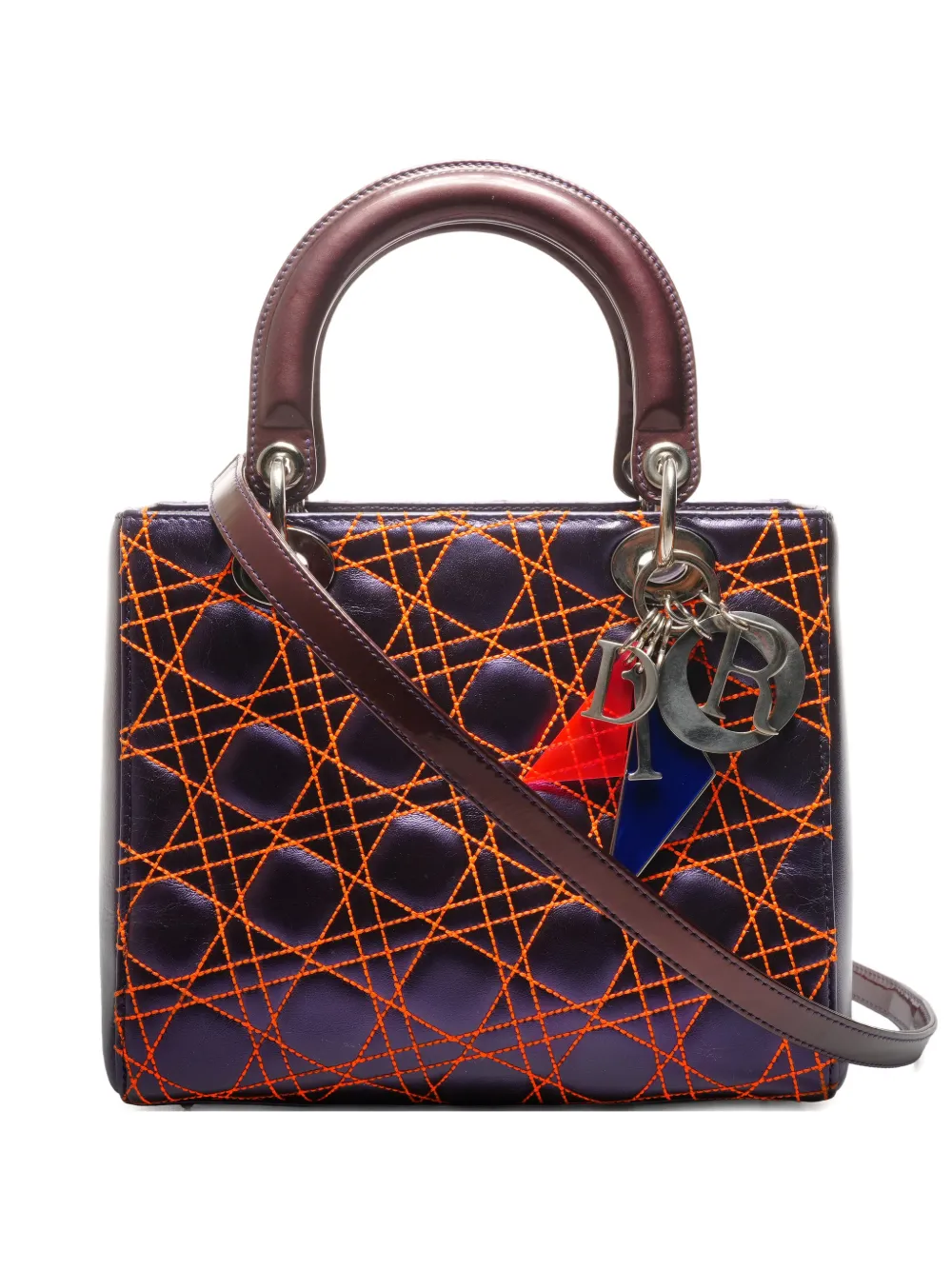 Christian Dior Pre-Owned 2011 Lady Dior quilted leather cross body bag – Purple