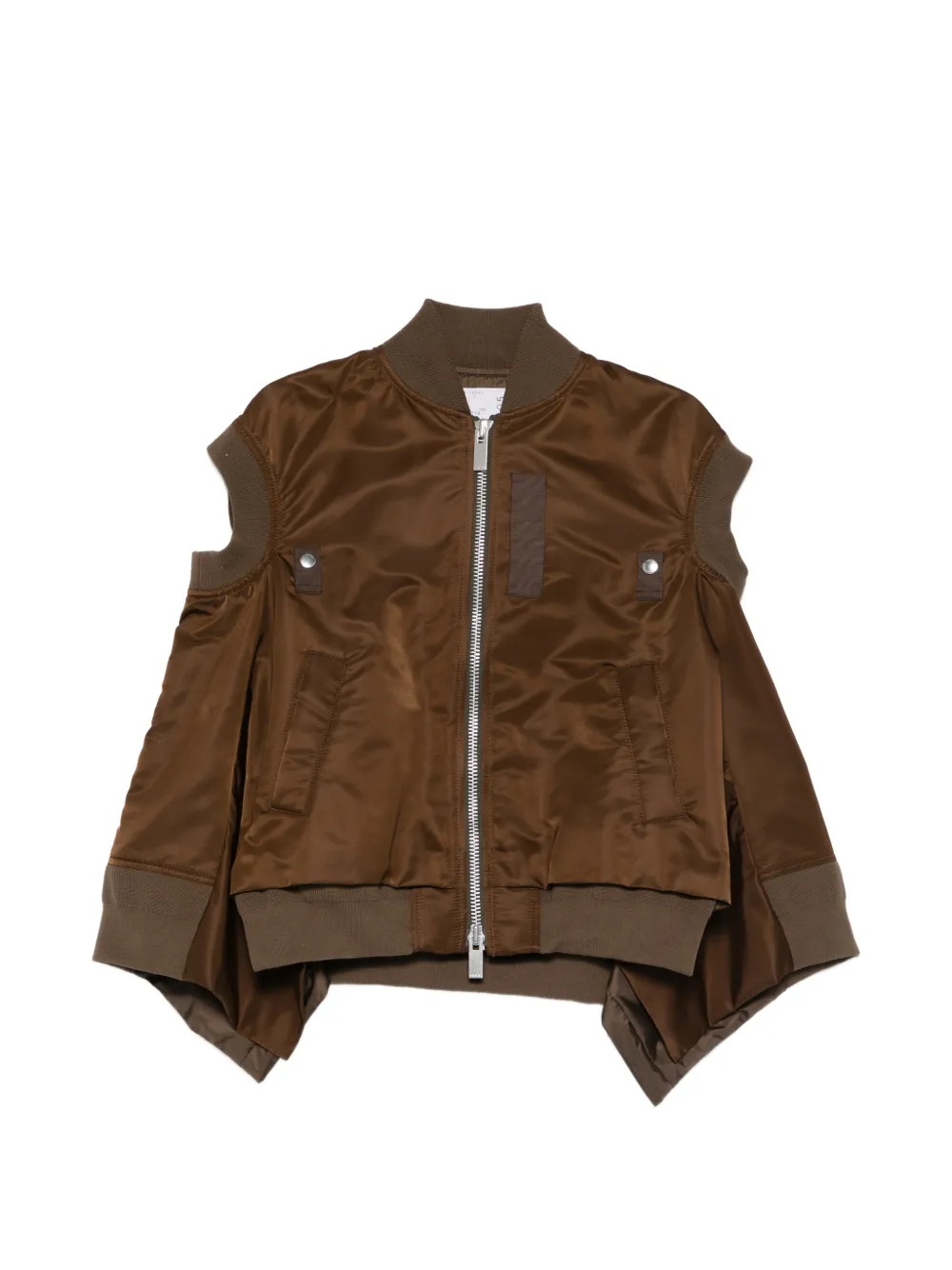 sacai cut-out zipped bomber gilet - Marrone