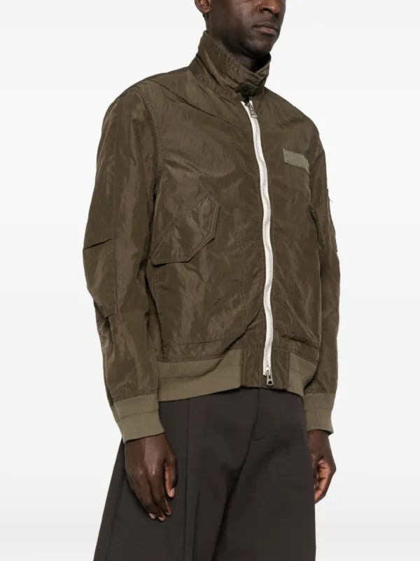 Sacai bicolor-panel Jacket | Green | FARFETCH JO