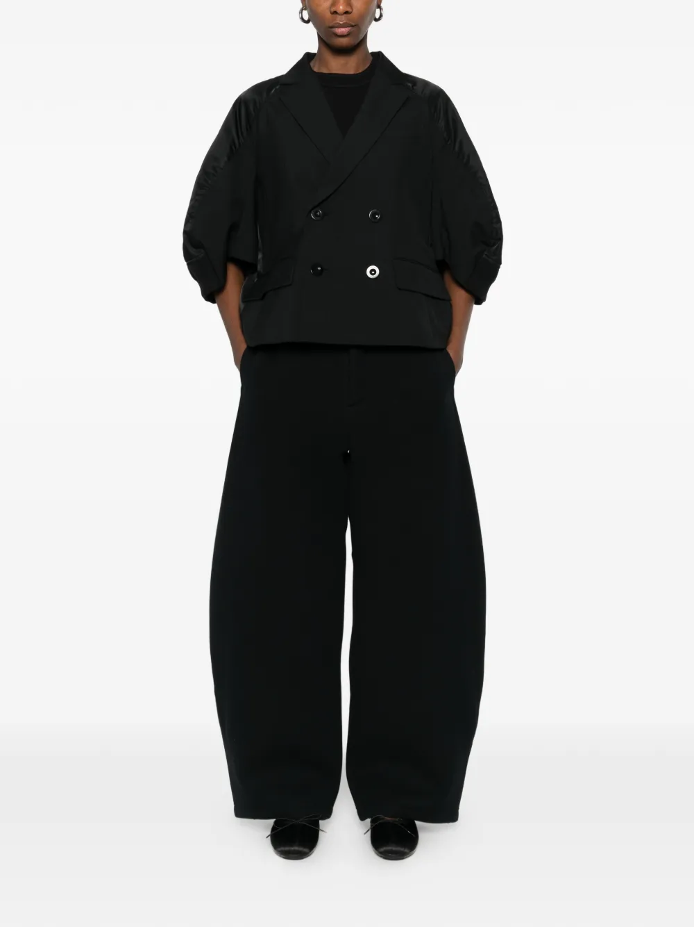  Sacai Double-breasted Panelled Blazer - Black 