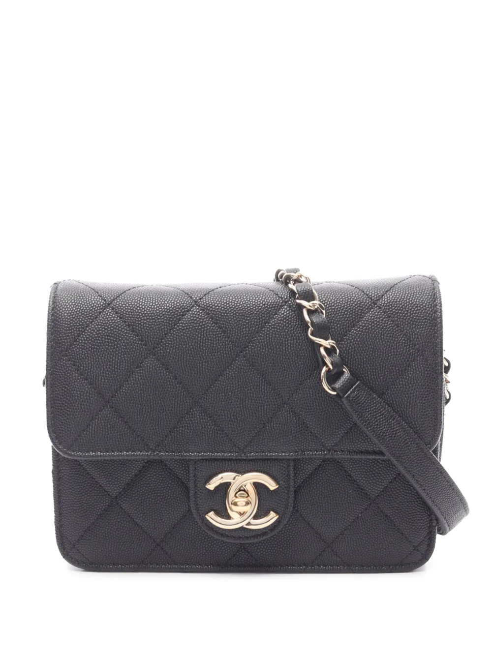 CHANEL Pre-Owned 2021-2025 Mini Quilted Caviar Quilted Like A Wallet Flap crossbody bag - Nero