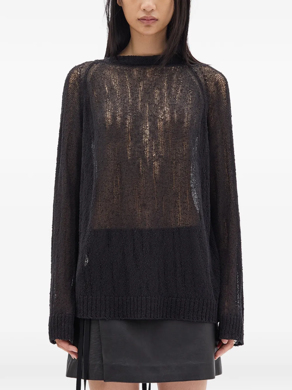 Ann Demeulemeester Maglione con collo lavallière - Nero