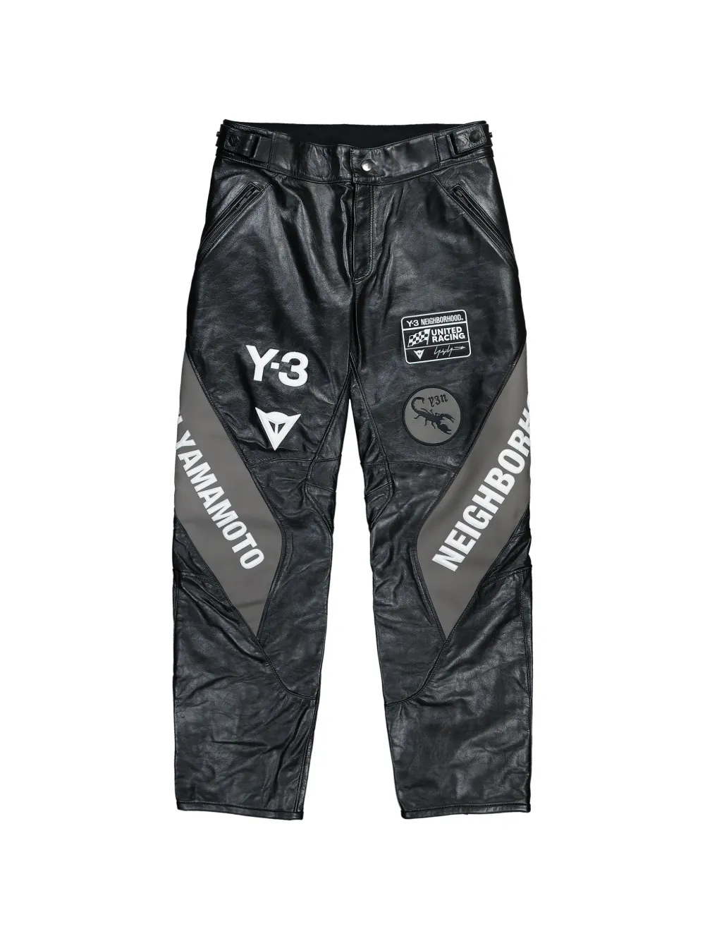 Y-3 racer logo leather trousers - Nero