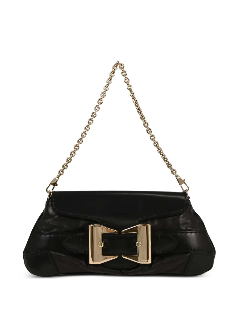 Gucci Pre-Owned 1990s-2000s Queen chain leather shoulder bag - Nero
