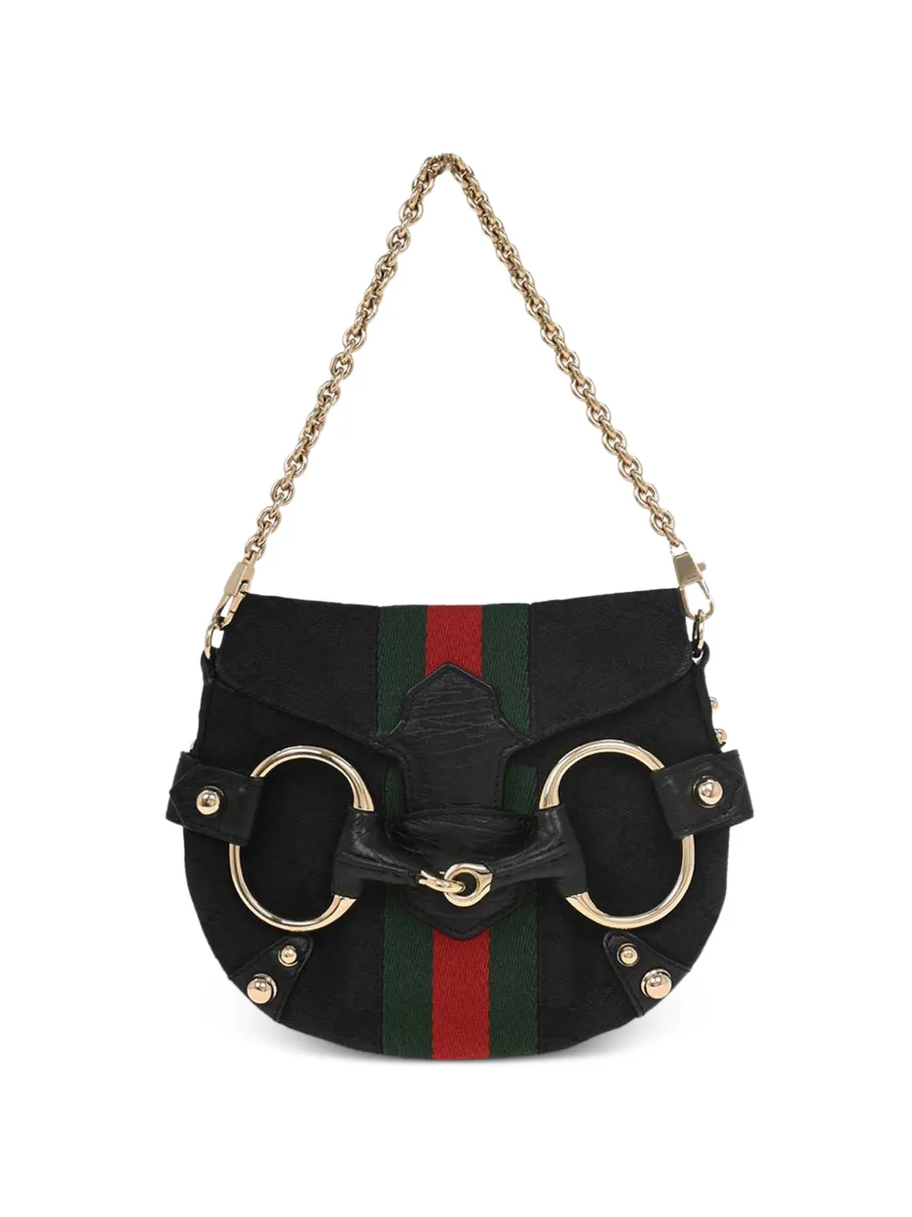 Gucci Pre-Owned 1990-2000s horsebit-detail canvas shoulder bag - Nero