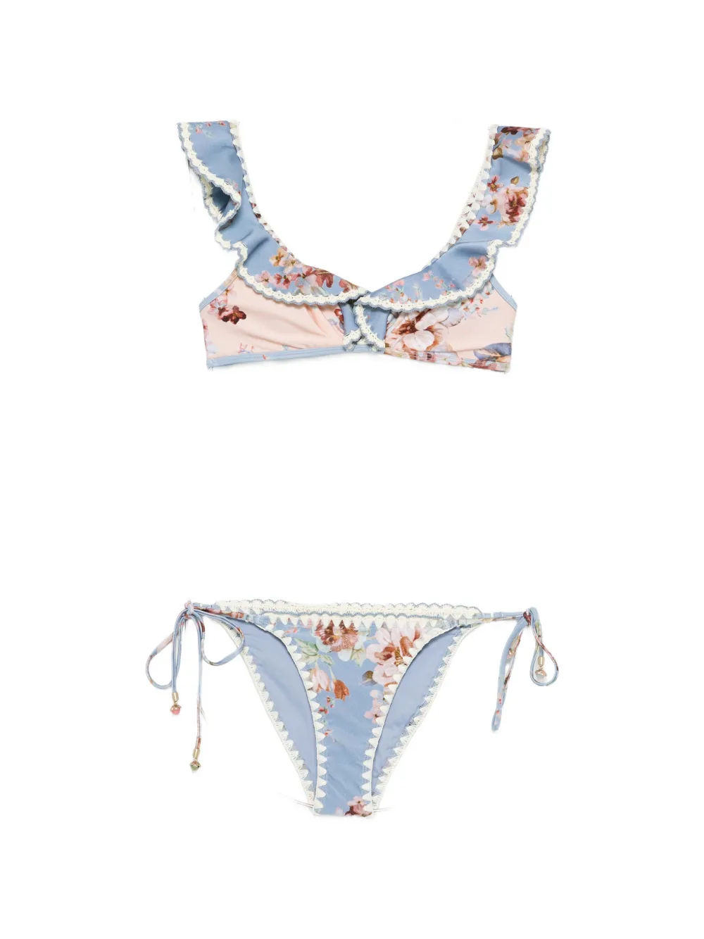 ZIMMERMANN ruffled floral bikini - Blu