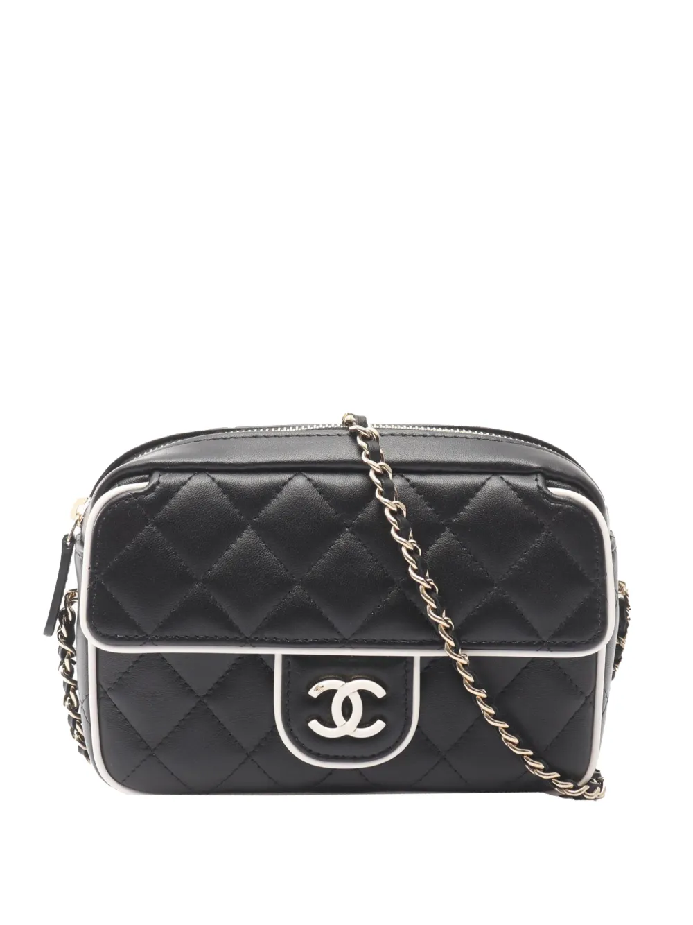 CHANEL Pre-Owned 2021-2025 CC Quilted Lambskin Bicolor Camera Bag crossbody bag - Nero