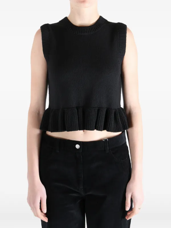 Cecilie Bahnsen Ruffled Sleeveless Top | Black | FARFETCH